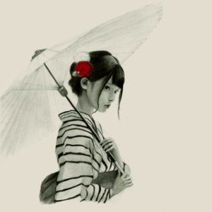 Kimono girl with umbrella